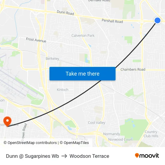 Dunn @ Sugarpines Wb to Woodson Terrace map
