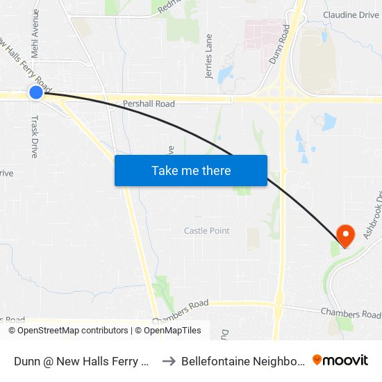 Dunn @ New Halls Ferry Wb to Bellefontaine Neighbors map