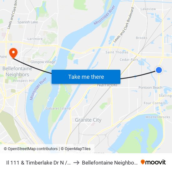 Il 111 & Timberlake Dr N / E to Bellefontaine Neighbors map