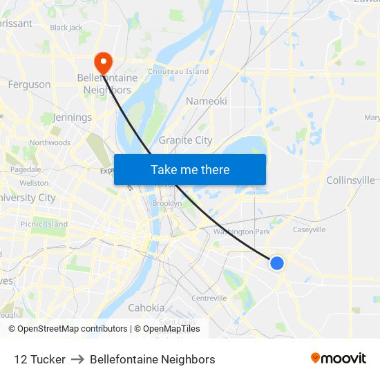 12 Tucker to Bellefontaine Neighbors map