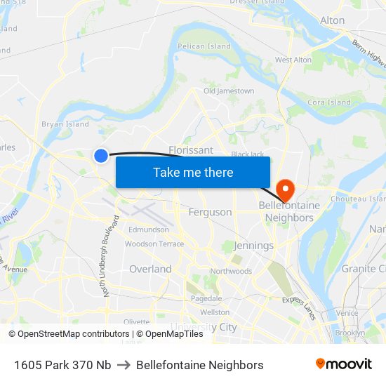 1605 Park 370 Nb to Bellefontaine Neighbors map