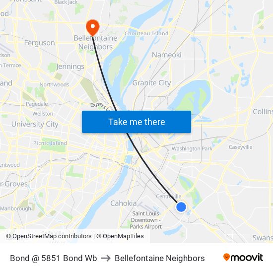 Bond @ 5851 Bond Wb to Bellefontaine Neighbors map