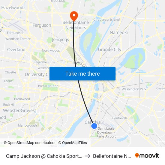 Camp Jackson @ Cahokia Sports Complex Wb to Bellefontaine Neighbors map