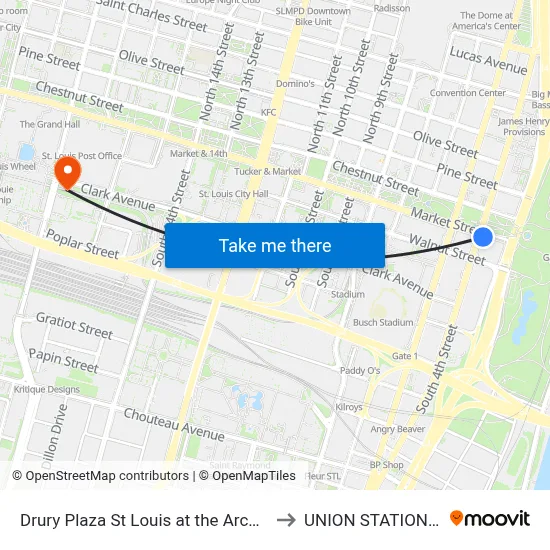 Drury Plaza St Louis at the Arch Saint Louis to UNION STATION station map