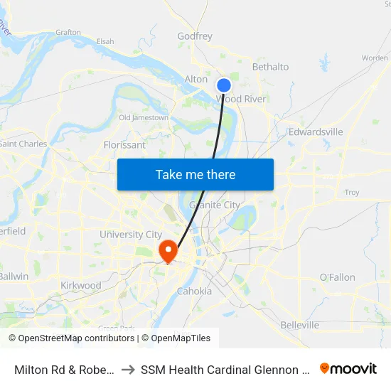 Milton Rd & Robert Ave N / E to SSM Health Cardinal Glennon Children's Hospital map