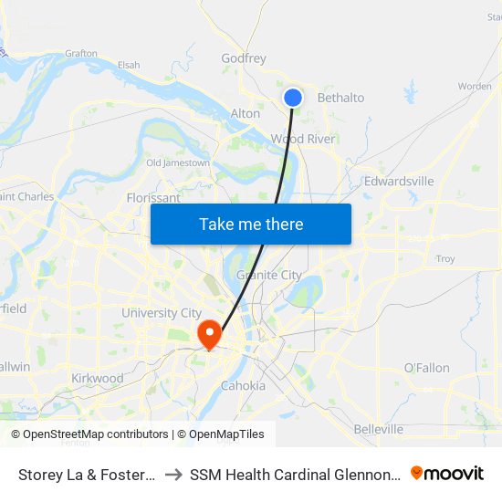 Storey La & Fosterburg Rd N / E to SSM Health Cardinal Glennon Children's Hospital map