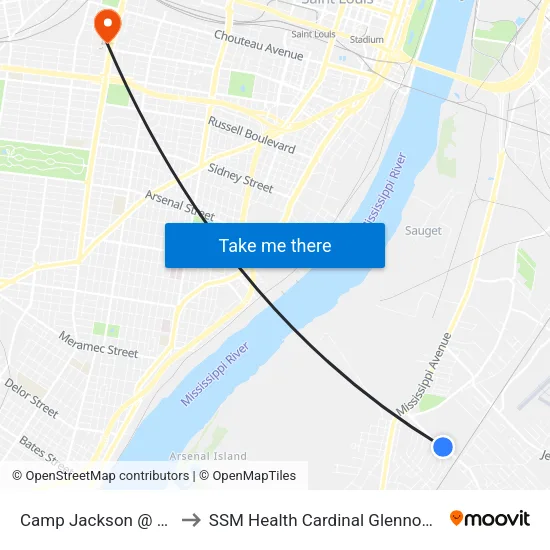 Camp Jackson @ Saint Paul Wb to SSM Health Cardinal Glennon Children's Hospital map