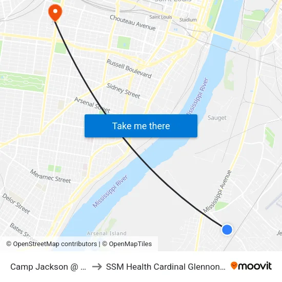 Camp Jackson @ Saint Paul Eb to SSM Health Cardinal Glennon Children's Hospital map