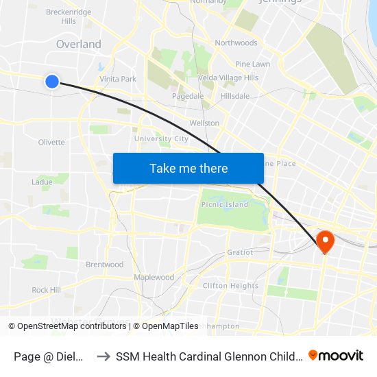 Page @ Dielman Wb to SSM Health Cardinal Glennon Children's Hospital map