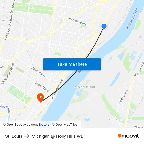St. Louis to Michigan @ Holly Hills WB map