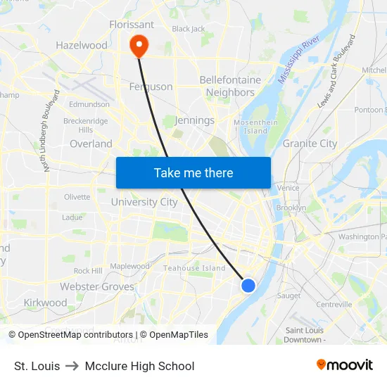 St. Louis to Mcclure High School map