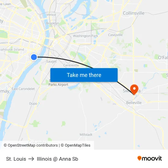 St. Louis to Illinois @ Anna Sb map