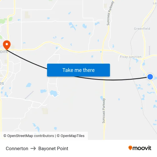 Connerton to Bayonet Point map