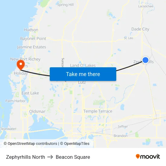Zephyrhills North to Beacon Square map