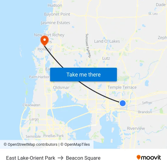East Lake-Orient Park to Beacon Square map