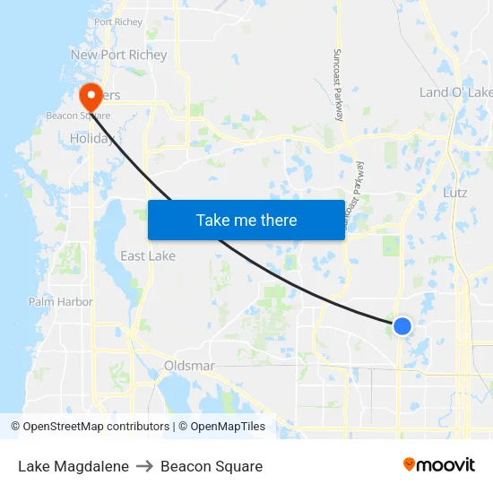 Lake Magdalene to Beacon Square map