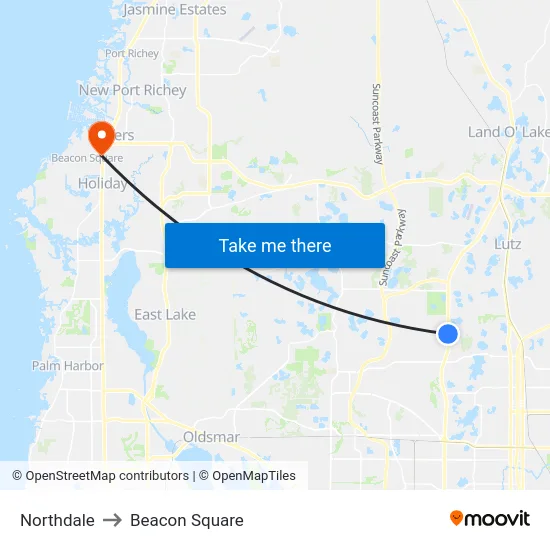 Northdale to Beacon Square map