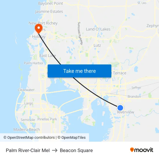 Palm River-Clair Mel to Beacon Square map