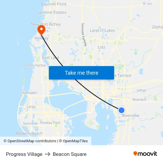 Progress Village to Beacon Square map