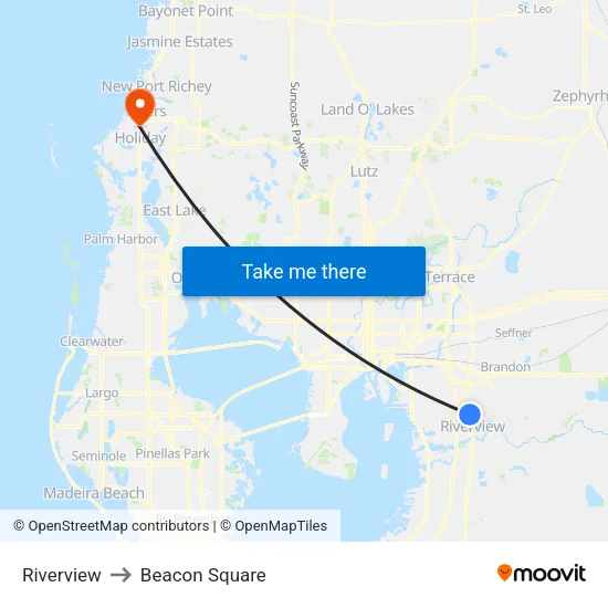 Riverview to Beacon Square map