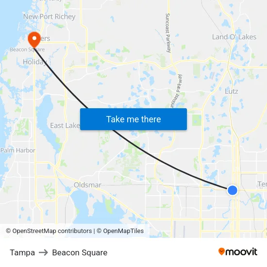 Tampa to Beacon Square map