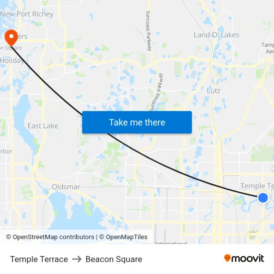 Temple Terrace to Beacon Square map