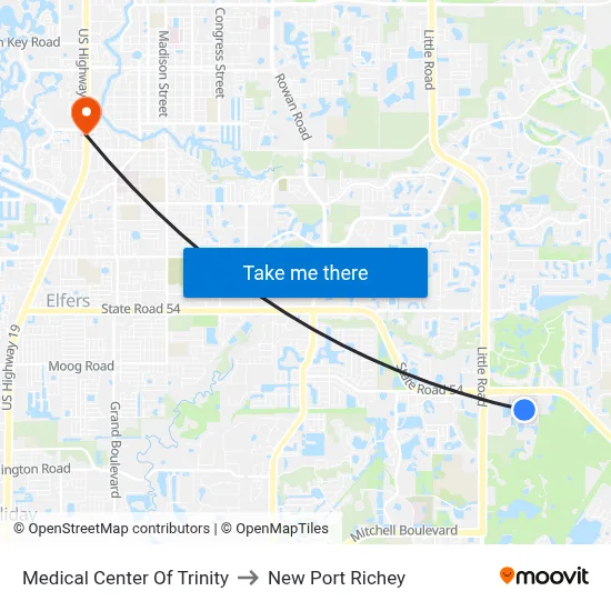 Medical Center Of Trinity to New Port Richey map