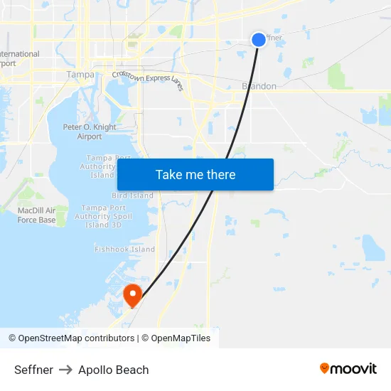 Seffner to Apollo Beach map