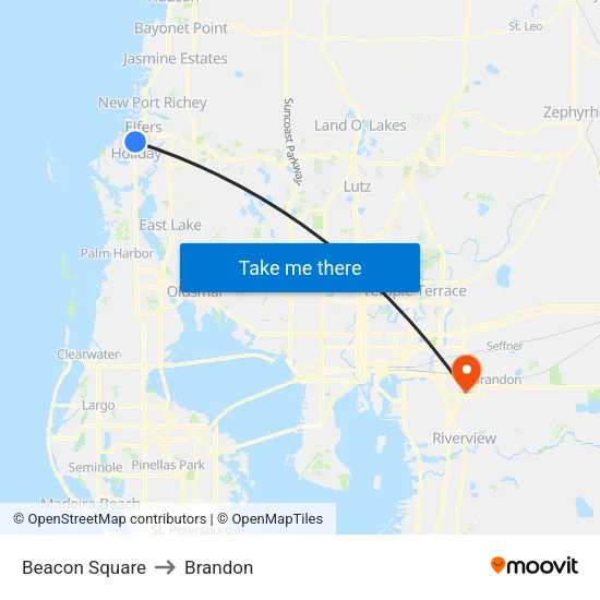 Beacon Square to Brandon map