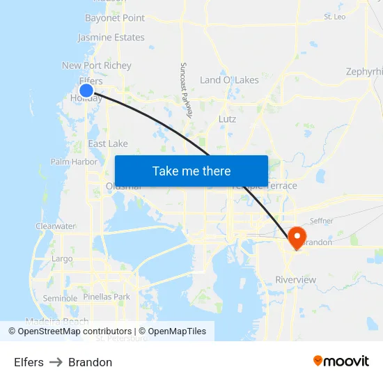Elfers to Brandon map