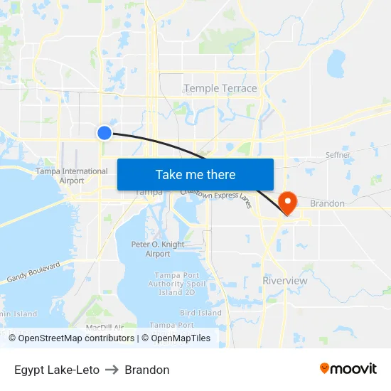 Egypt Lake-Leto to Brandon map