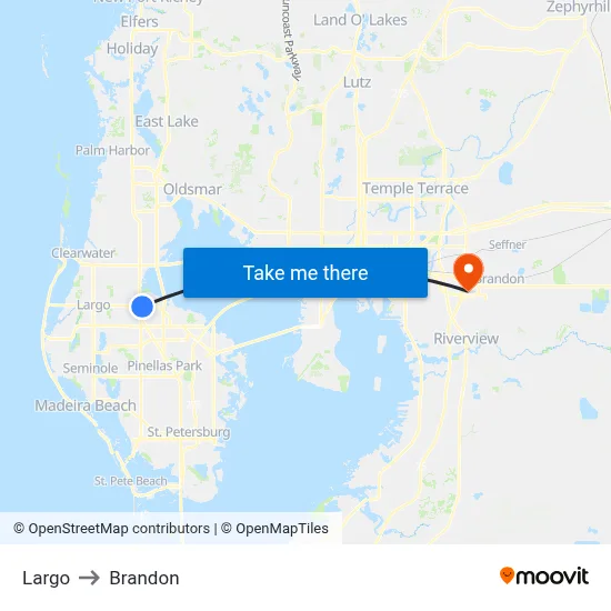 Largo to Brandon map