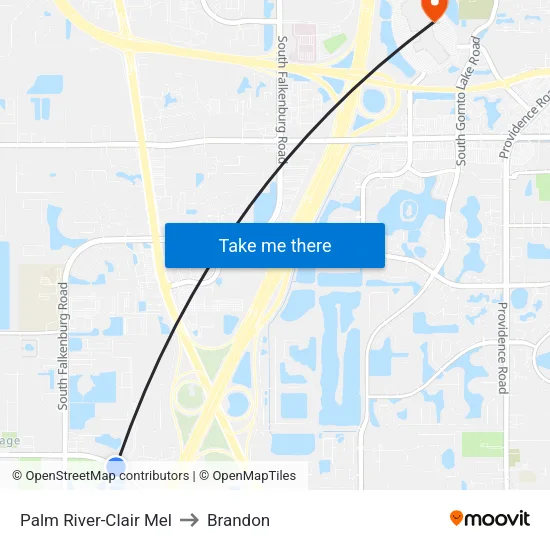 Palm River-Clair Mel to Brandon map