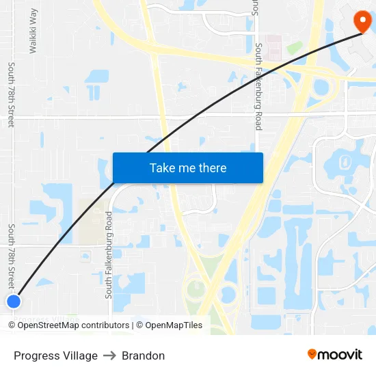Progress Village to Brandon map