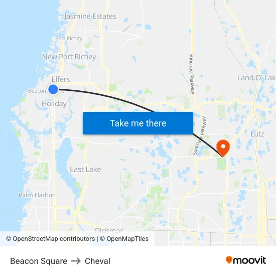 Beacon Square to Cheval map
