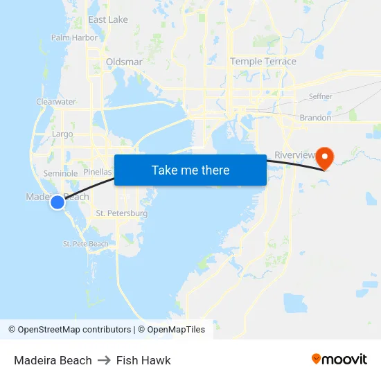 Madeira Beach to Fish Hawk map