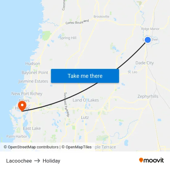 Lacoochee to Holiday map