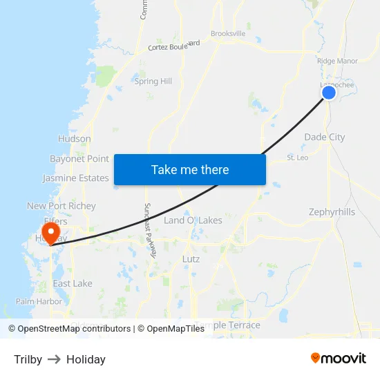 Trilby to Holiday map