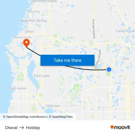 Cheval to Holiday map