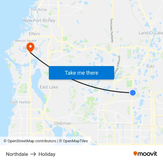 Northdale to Holiday map