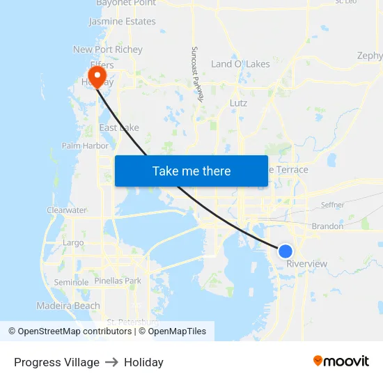 Progress Village to Holiday map