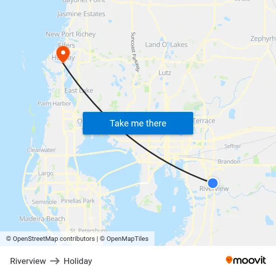 Riverview to Holiday map