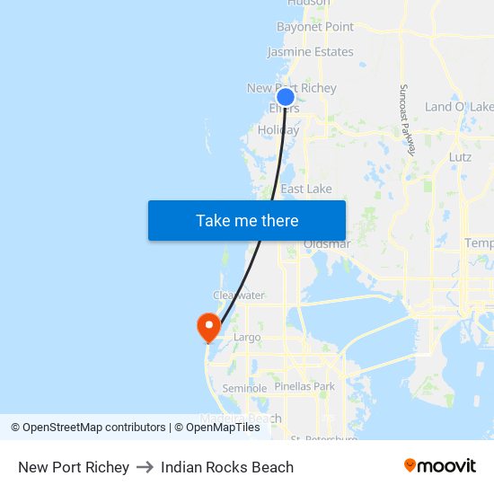 New Port Richey to Indian Rocks Beach map