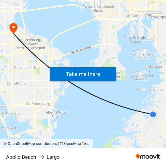 Apollo Beach to Largo map