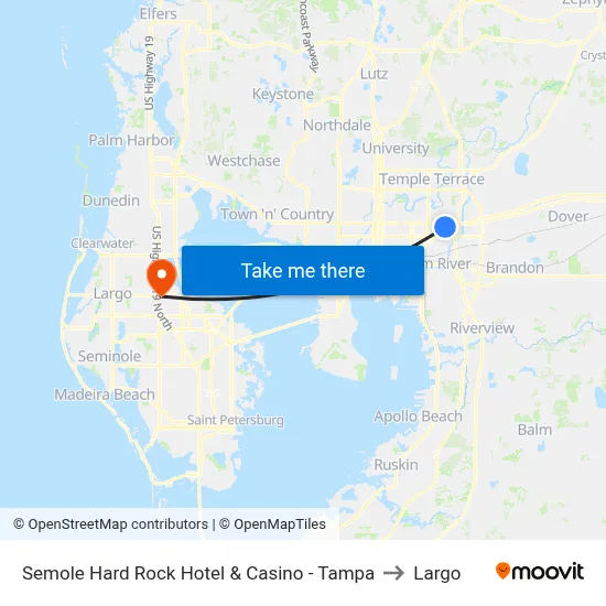 Semole Hard Rock Hotel & Casino - Tampa to Largo map