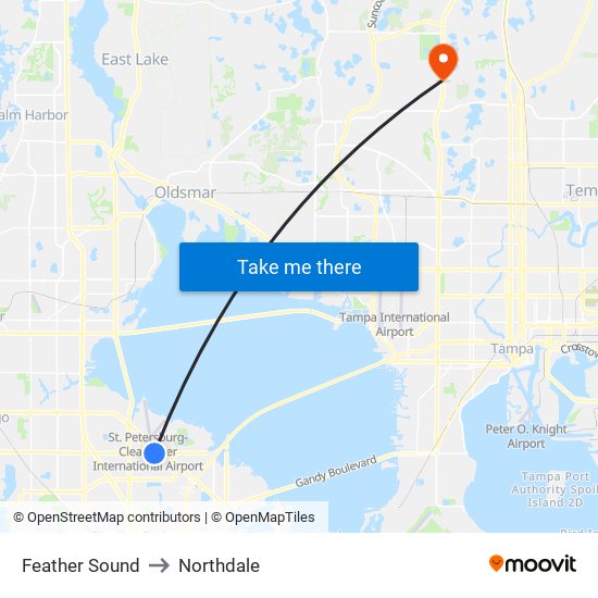 Feather Sound to Northdale map