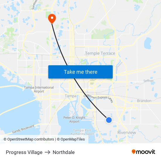 Progress Village to Northdale map