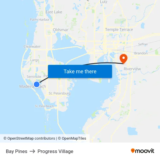 Bay Pines to Progress Village map