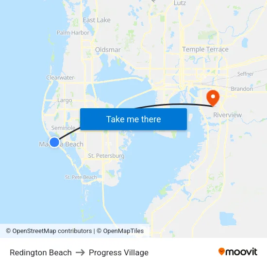 Redington Beach to Progress Village map