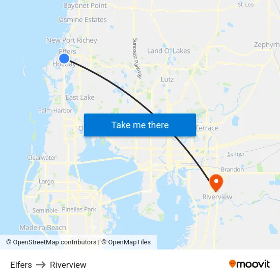 Elfers to Riverview map